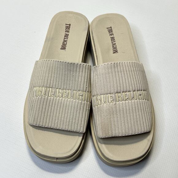True Religion Platform Slide Sandals Jann Bone Off White FT21332 Womens Size 9 - Picture 8 of 10